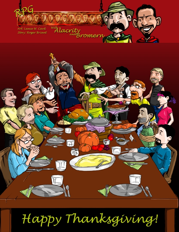 Excalibur meets Turkey. Okay, no myths here but a meeting of all the staff to celebrate what we are thankful for - The Red Dragon Inn. Can you name the cartoon versions of the staff?